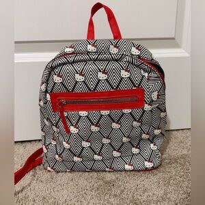 Sanrio Hello Kitty Faux Leather Mini Backpack Black/White Red Trim